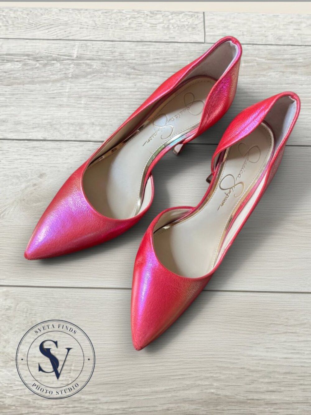 Jessica Simpson Prizma Metallic Pink D’Orsay Pointed Toe Pumps Size 7.5M/38